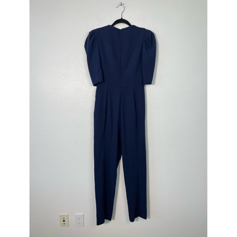 NEW Black Halo Russo Jumpsuit Puff Sleeve in Pacific Blue Size 4 Straight Leg - Picture 5 of 11